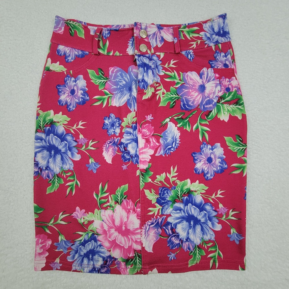 Vintage Hollister Hawaiian Floral Skirt Stretch Womens Large L Measures 30x20.5‎